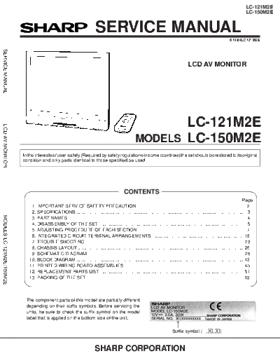 Sharp Sharp LC-121M2E LCD TV [SM]  Sharp Monitor Sharp_LC-121M2E_LCD_TV_[SM].pdf