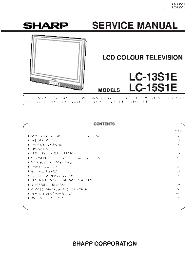 Sharp Sharp LC-13S1E LCD TV [SM]  Sharp Monitor Sharp_LC-13S1E_LCD_TV_[SM].pdf