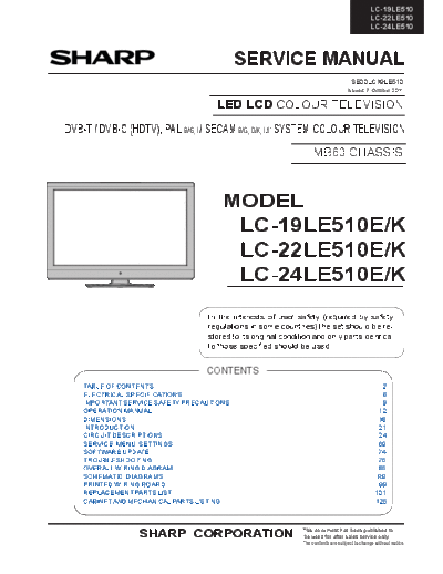 Sharp Sharp LC-19LE510E LC-22LE510E LC-24LE510E Vestel 17MB60 chassis [SM]  Sharp Monitor Sharp_LC-19LE510E_LC-22LE510E_LC-24LE510E_Vestel_17MB60_chassis_[SM].pdf