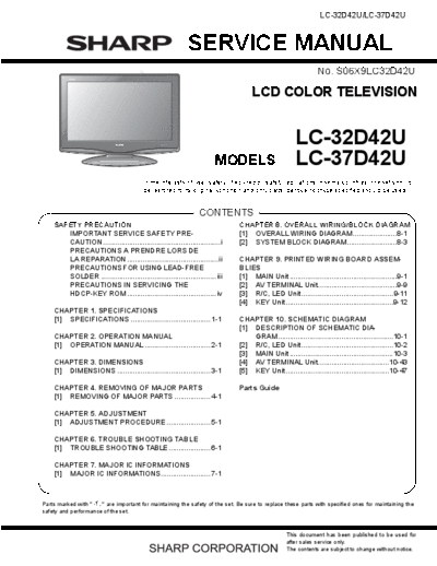 Sharp Sharp LC-32D42U LC-37D42U [SM]  Sharp Monitor Sharp_LC-32D42U_LC-37D42U_[SM].pdf