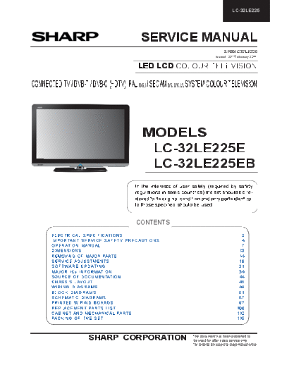 Sharp Sharp LC-32LE225E LC32LE225EB [SM]  Sharp Monitor Sharp_LC-32LE225E_LC32LE225EB_[SM].pdf