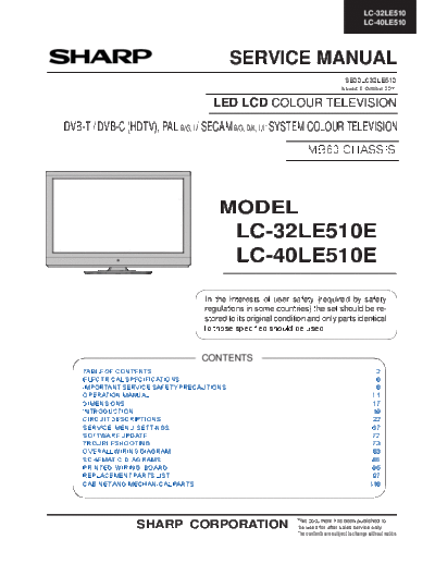 Sharp Sharp LC-32LE510 LC-40LE510E [SM]  Sharp Monitor Sharp_LC-32LE510_LC-40LE510E_[SM].pdf