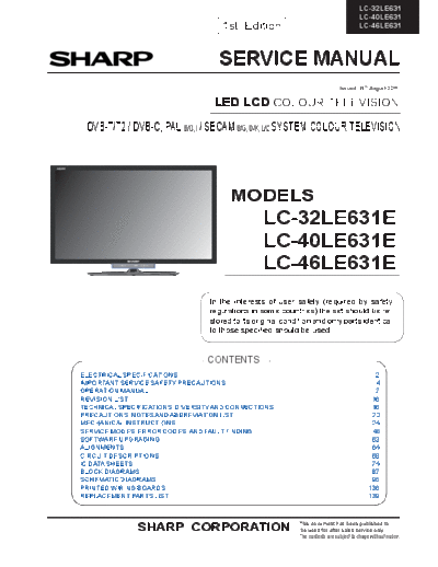 Sharp Sharp LC-32LE631E LC-40LE631E LC-46LE631E [SM]  Sharp Monitor Sharp_LC-32LE631E_LC-40LE631E_LC-46LE631E_[SM].pdf