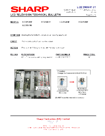 Sharp Sharp LC-32SD1E LC-26SD1E Inverter repair tips  Sharp Monitor Sharp_LC-32SD1E_LC-26SD1E_Inverter_repair_tips.pdf