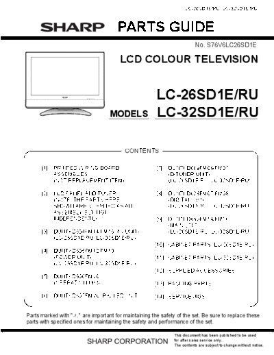 Sharp Sharp LC-32SD1E LC-26SD1E Parts Guide [SM]  Sharp Monitor Sharp_LC-32SD1E_LC-26SD1E_Parts_Guide_[SM].pdf