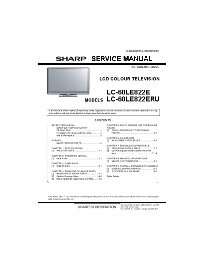 Sharp Sharp LC-60LE822E [SM]  Sharp Monitor Sharp_LC-60LE822E_[SM].pdf