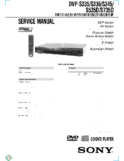Sony Sony DVP-S335 DVP-S336 DVP-S345 DVP-S535D DVP-S735D [SM]  Sony Monitor Sony_DVP-S335_DVP-S336_DVP-S345_DVP-S535D_DVP-S735D_[SM].pdf