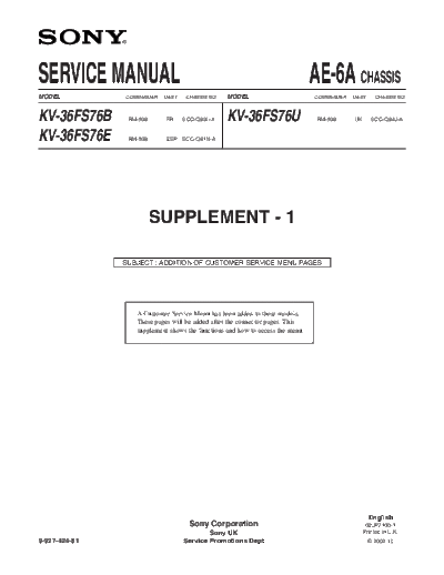 Sony Sony KV-36FS76B KV-36FS76E supplement [SM]  Sony Monitor Sony_KV-36FS76B_KV-36FS76E_supplement_[SM].pdf