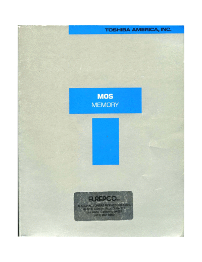 TOSHIBA 1987 Toshiba MOS Memory  TOSHIBA _dataBooks 1987_Toshiba_MOS_Memory.pdf