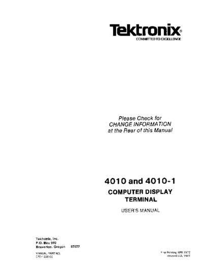 Tektronix 070-1225-00 4010um Jul81  Tektronix 401x 070-1225-00_4010um_Jul81.pdf