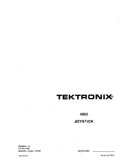 Tektronix 070-1826-01 4952 Joystick Jan75  Tektronix 401x 070-1826-01_4952_Joystick_Jan75.pdf