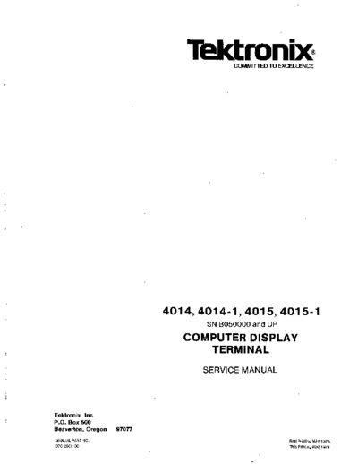 Tektronix 070-2303-00 4014 4015 Service Mar79  Tektronix 401x 070-2303-00_4014_4015_Service_Mar79.pdf