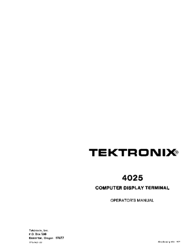 Tektronix 070-2401-00 4025 Operator Nov77  Tektronix 402x 070-2401-00_4025_Operator_Nov77.pdf