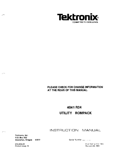 Tektronix 070-4699-00 4041R04 Utility ROMPack Jul1985  Tektronix 404x 070-4699-00_4041R04_Utility_ROMPack_Jul1985.pdf