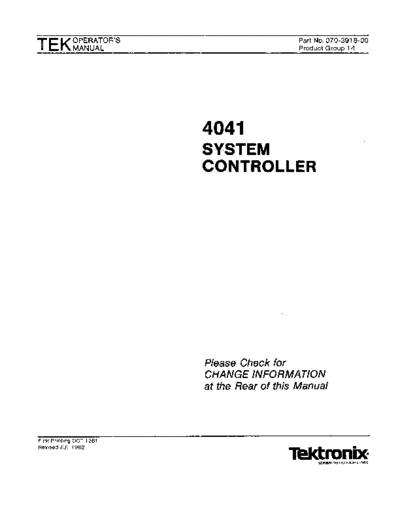 Tektronix 070-3918-00 4041 sysCtlrOper Jul82  Tektronix 404x 070-3918-00_4041_sysCtlrOper_Jul82.pdf