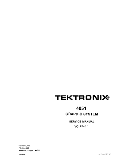 Tektronix 070-2065-00 4051 Service Vol1 May77  Tektronix 405x 070-2065-00_4051_Service_Vol1_May77.pdf