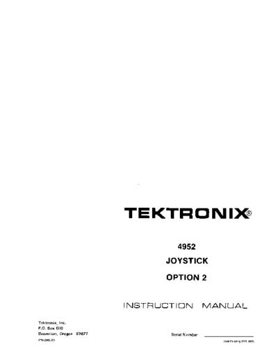 Tektronix 070-2098-00 4952 Joystick Feb76  Tektronix 405x 070-2098-00_4952_Joystick_Feb76.pdf