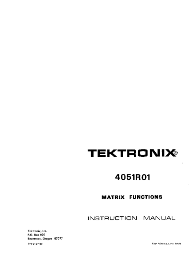 Tektronix 070-2127-00 4051 R01 MatrixFtns Jun76  Tektronix 405x 070-2127-00_4051_R01_MatrixFtns_Jun76.pdf
