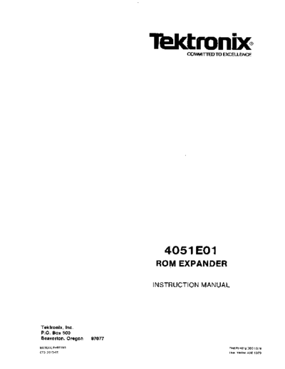 Tektronix 070-2215-00 4051 E01 ROM Expander Aug79  Tektronix 405x 070-2215-00_4051_E01_ROM_Expander_Aug79.pdf