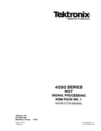 Tektronix 070-2557-00 4050 R07 SignalProcPack1 Dec79  Tektronix 405x 070-2557-00_4050_R07_SignalProcPack1_Dec79.pdf