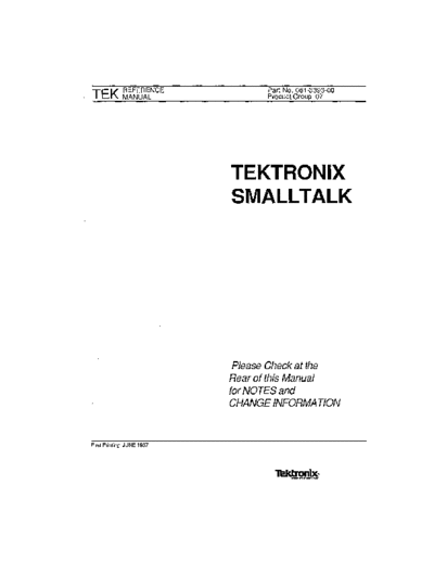 Tektronix 061-3393-00 Tektronix Smalltalk Reference Jun87  Tektronix 44xx 061-3393-00_Tektronix_Smalltalk_Reference_Jun87.pdf