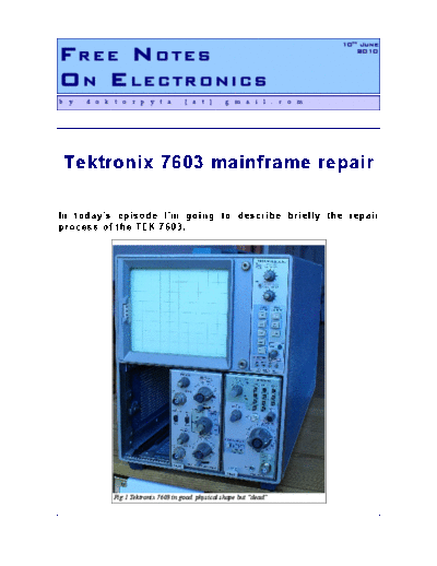 Tektronix tektronix 7603 repair  Tektronix 100NIKON tektronix_7603_repair.pdf