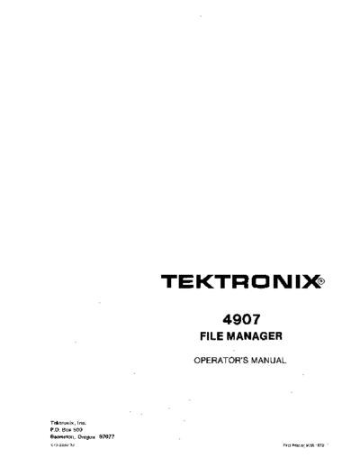 Tektronix 070-2380-00 4907 File Manager Operators Guide Mar78  Tektronix 49xx 070-2380-00_4907_File_Manager_Operators_Guide_Mar78.pdf