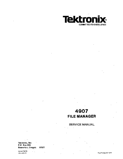 Tektronix 070-2405-00 4907 File Manager Service Oct78  Tektronix 49xx 070-2405-00_4907_File_Manager_Service_Oct78.pdf