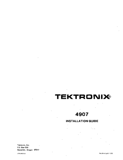 Tektronix 070-2493-00 4907 Installation Guide Jan78  Tektronix 49xx 070-2493-00_4907_Installation_Guide_Jan78.pdf