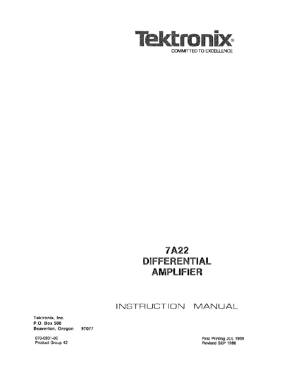 Tektronix tek-7a22  Tektronix 7A22-Differential Amplifier plugin tek-7a22.pdf