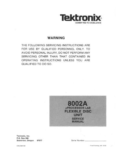 Tektronix 070-2587-00 8002A Flexible Disc Unit Service Manual Jan79  Tektronix 800x 070-2587-00_8002A_Flexible_Disc_Unit_Service_Manual_Jan79.pdf
