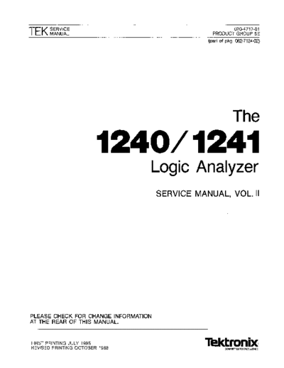 Tektronix 070-4717-01 1240svcVol2 Oct88  Tektronix logicAnal 070-4717-01_1240svcVol2_Oct88.pdf