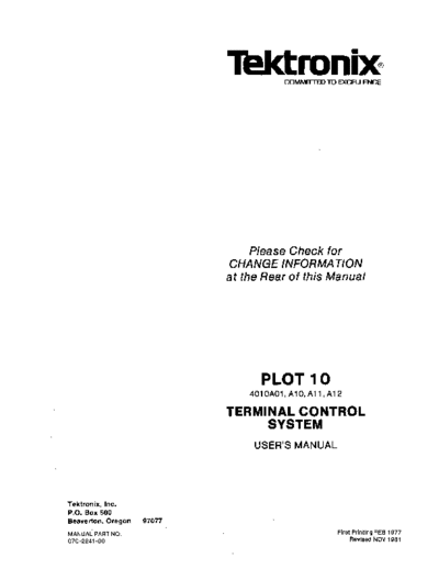 Tektronix 070-2241-00 Plot 10 Terminal Control System Users Manual Nov81  Tektronix plot10 070-2241-00_Plot_10_Terminal_Control_System_Users_Manual_Nov81.pdf