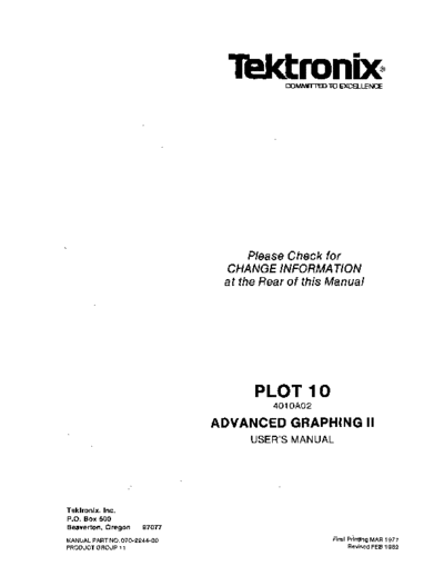 Tektronix 070-2244-00 Plot 10 Advanced Graphing II Users Manual Feb82  Tektronix plot10 070-2244-00_Plot_10_Advanced_Graphing_II_Users_Manual_Feb82.pdf