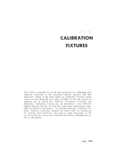 Tektronix Calibration Fixtures Catalog 1968  Tektronix publikacje Calibration_Fixtures_Catalog_1968.pdf