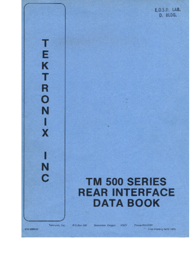 Tektronix Rear interface data book  Tektronix publikacje Rear interface data book.pdf