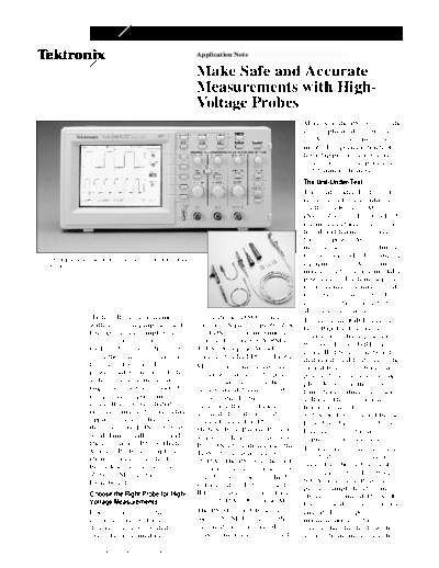 Tektronix Safe High Voltage Measurement  Tektronix publikacje Safe High Voltage Measurement.pdf