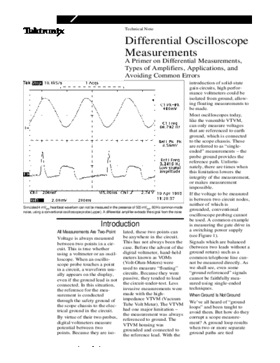Tektronix Tektronix Differential Scope Measurements  Tektronix publikacje Tektronix_Differential_Scope_Measurements.pdf