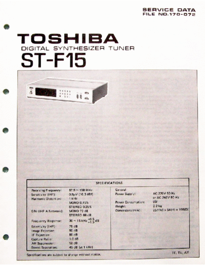 TOSHIBA Toshiba ST-F15 tuner sm  TOSHIBA Audio ST-F15 Toshiba_ST-F15_tuner_sm.pdf