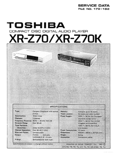 TOSHIBA hfe   xr-z70 z70k service en  TOSHIBA Audio XR-Z70 hfe_toshiba_xr-z70_z70k_service_en.pdf