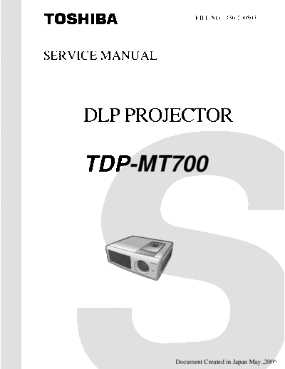 TOSHIBA toshiba tdp mt700 sm  TOSHIBA Beamer TDP MT700 toshiba_tdp_mt700_sm.pdf