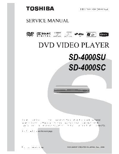 TOSHIBA sd 4000sx 100  TOSHIBA DVD SD-4000Sx sd_4000sx_100.pdf