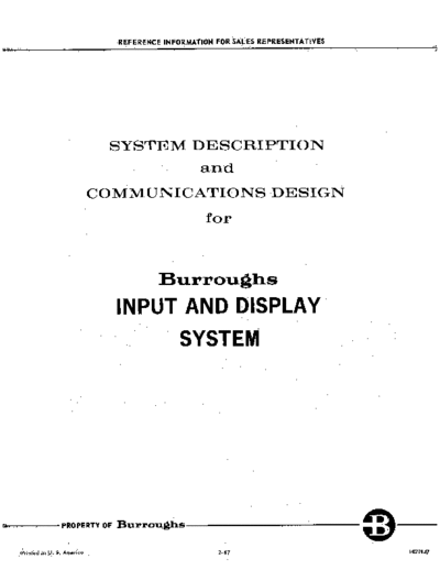 burroughs 1029147   Input And Display System Feb67  burroughs terminal 1029147_Burroughs_Input_And_Display_System_Feb67.pdf