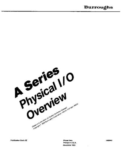 burroughs 1169943 aSeriesPhysIO Dec85  burroughs A-Series 1169943_aSeriesPhysIO_Dec85.pdf