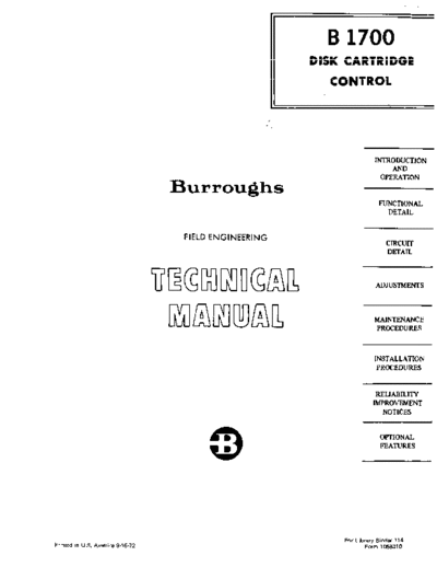 burroughs 1058310 B1700 DiskCtl Sep72  burroughs B1700 1058310_B1700_DiskCtl_Sep72.pdf