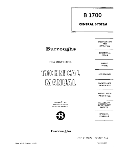burroughs 1053360 B1700 FE Tech Nov72  burroughs B1700 1053360_B1700_FE_Tech_Nov72.pdf
