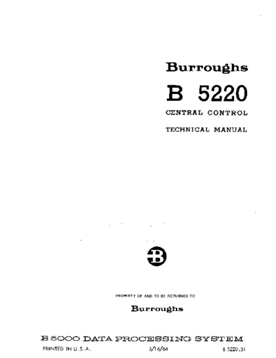 burroughs B5220.51 CentralControl Tech Sep66  burroughs B5000_5500_5700 B5220.51_CentralControl_Tech_Sep66.pdf