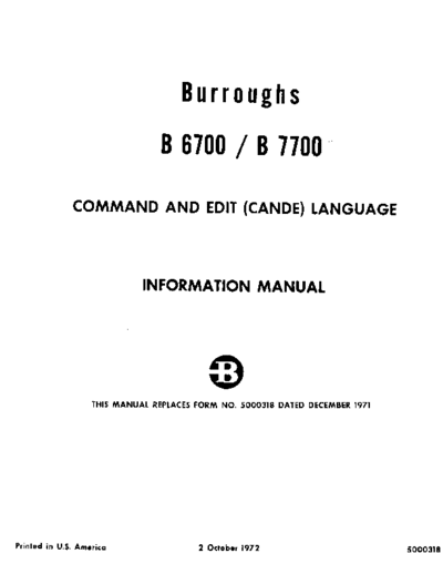 burroughs 5000318 B6700 CANDE Oct72  burroughs B6500_6700 5000318_B6700_CANDE_Oct72.pdf
