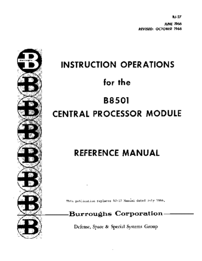 burroughs BJ-27 B8501 Instructions Oct66  burroughs B8500 BJ-27_B8501_Instructions_Oct66.pdf