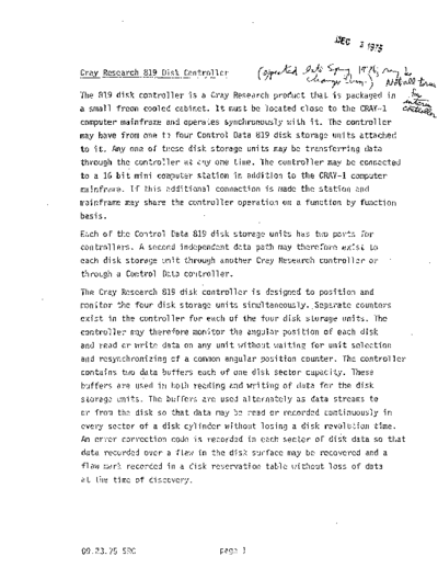 cray 819 DiskControl Sep75  cray Disk 819_DiskControl_Sep75.pdf